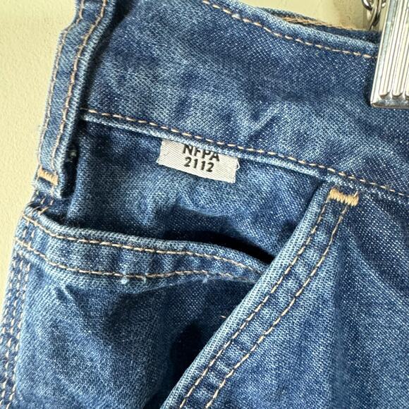 Carhartt Blue Flame-Resistant Signature Denim Dungaree Jeans Size 38x30 - Picture 4 of 8